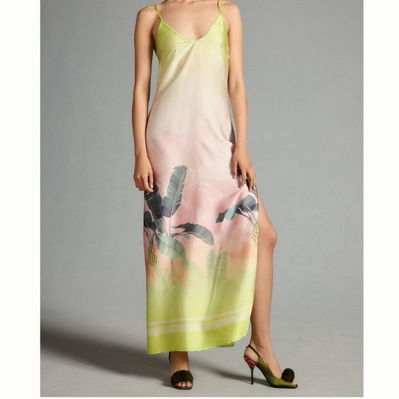 Le Superbe- NWT Tropical Ombré Calypso Slip Silk Maxi Dress - Picture 3 of 7